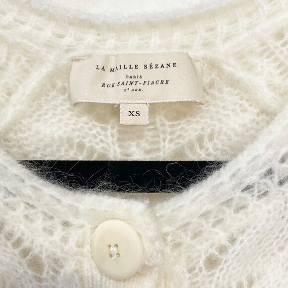 EUC Sézane Alma Wool Mohair Cardigan Ecru XS - Picture 8 of 10